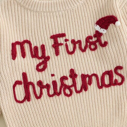 My First Christmas Baby Boy Girl Outfit Toddler Funny Letter Sweater Red Green White Xmas Clothes in Kuwait