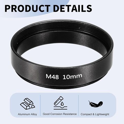 PATIKIL 3mm Telescope Extension Tube, 2Pcs M48 x 0.75mm on Both Sides Aluminum Alloy Lens Adapter Ring Extension Tube for Camera Eyepiece Telescope Accessory, Black in Saudi Arabia