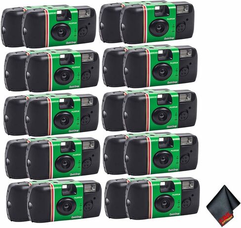 FUJIFILM QuickSnap Flash 400 One-Time-Use Disposable Camera (27 Exposures, 10x 2-Pack) Bundle with Microfiber Cleaning Cloth in Saudi Arabia