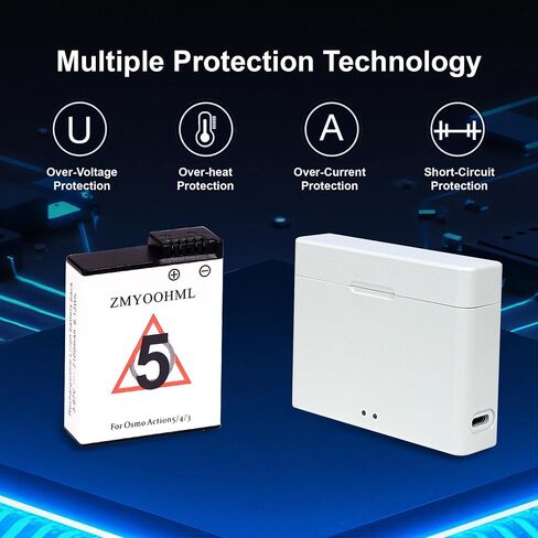 osmo Action 5 pro/4/3 Battery - 2100mah high Capacity Fast Charger, Compatible with Action 5/4/3 Battery and Accessories(1 Charger and 2 Batteries) in Saudi Arabia