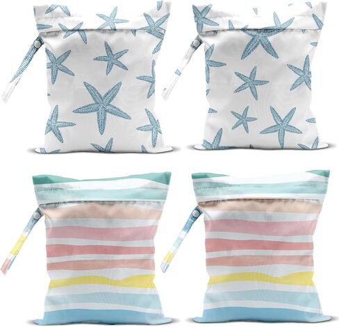 4 عبوات من الحقائب المبللة لملابس السباحة، حقيبة مستلزمات السفر على الشاطئ الجافة والرطبة، للملابس المتسخة وأدوات الزينة الواقية من الشمس وحفاضات صالة الألعاب الرياضية واليوجا وهدايا الصيف والعطلات على الشاطئ. نجم البحر، السلاحف البحرية، قناديل البحر in Kuwait