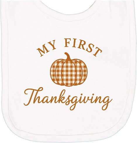 inktastic My First Thanksgiving Plaid Pumpkin Newborn Bib in Saudi Arabia