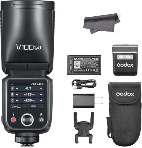 Godox V100S V100-S 100Ws Flash for Sony Camera, Touch Screen, 2.4G TTL HSS Wireless Round Head Speedlite,External Sub Light, Built-in Lithium Battery, 10 Level LED Modeling Lamp (Godox V1S Upgrade) in Kuwait