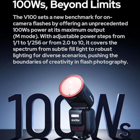 Godox V100S V100-S 100Ws Flash for Sony Camera, Touch Screen, 2.4G TTL HSS Wireless Round Head Speedlite,External Sub Light, Built-in Lithium Battery, 10 Level LED Modeling Lamp (Godox V1S Upgrade) in Kuwait