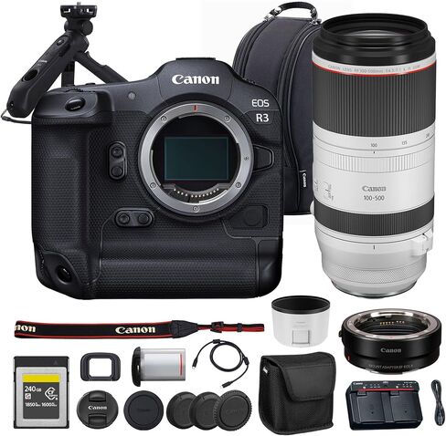 Canon EOS R3 Mirrorless Camera | 24MP Full Frame Sensor 6K RAW Recording | High Speed Autofocus Professional Action and Sports Camera (4895C002) + Canon RF 24-70mm Lens + 240GB Card + More in Saudi Arabia