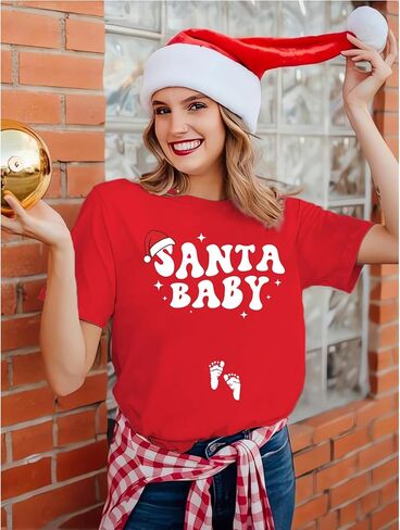 Maternity Christmas Shirt Women Bumpin'Around The Christmas Tree Shirts Cute Pregnancy Announcement Tee Tops in Saudi Arabia