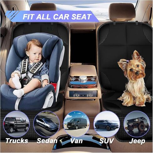 Baby Car Seat Protector for Child, Waterproof Baby Car Seats Cover with Non-Slip Backing, 600D Fabric Car Seat Mat with Thickest Padding & Mesh Pockets for Baby Pet (2PCS) in Saudi Arabia