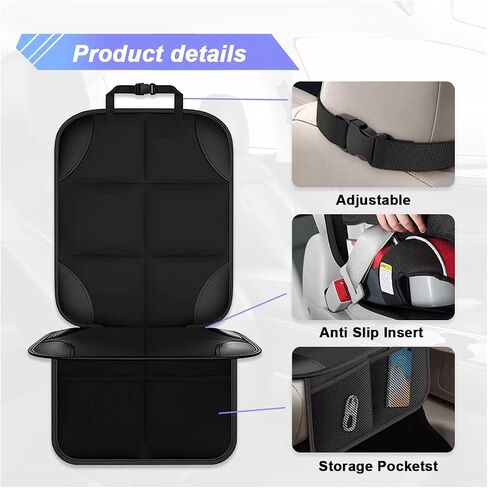 Baby Car Seat Protector for Child, Waterproof Baby Car Seats Cover with Non-Slip Backing, 600D Fabric Car Seat Mat with Thickest Padding & Mesh Pockets for Baby Pet (2PCS) in Saudi Arabia