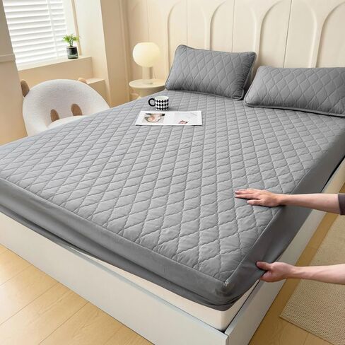 Double Size Waterproof Mattress Protector – Soft Quilted Breathable Bed Cover with Deep Pocket Design Waterproof TPU Lining, Noiseless, Machine Washable in Saudi Arabia