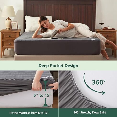 Double Size Waterproof Mattress Protector – Soft Quilted Breathable Bed Cover with Deep Pocket Design Waterproof TPU Lining, Noiseless, Machine Washable in Saudi Arabia