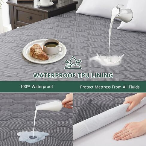 Double Size Waterproof Mattress Protector – Soft Quilted Breathable Bed Cover with Deep Pocket Design Waterproof TPU Lining, Noiseless, Machine Washable in Saudi Arabia