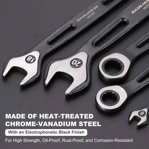 HARFINGTON 2pcs Ratcheting Combination Wrench 12mm Metric 12 Point CR-V Electrophoresis Double Box Open-Ended Ratchet Wrenches with 72 Tooth 5° Swing Industrial Grade Spanner Tool for Repair in Saudi Arabia