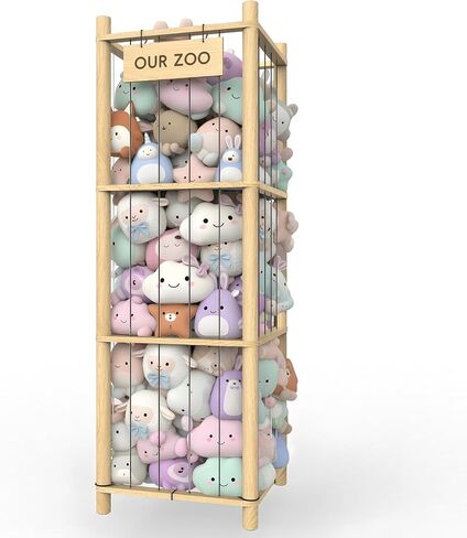 Stuffed Animal Storage Organizer, 53.5" Solid Wood Zoo Toy Holder for Kids Bedroom, Nursery & Playroom, Large Plush Toy Storage Holder, Holds 40 Plush Stuffed Animals, No-Tool Easy Assembly in Saudi Arabia
