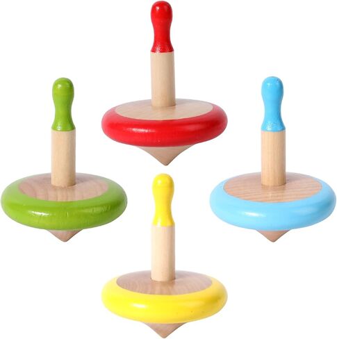 WODI 3PCS Wooden Spinning Tops - Adorable Animal Gyroscope Toys for Toddlers, Safe & Fun Montessori Educational Gift, Fidget Spinner for Kids/Toddlers (#2) in Kuwait