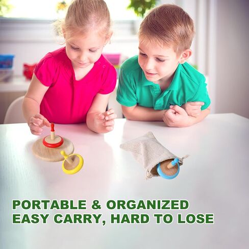 WODI 3PCS Wooden Spinning Tops - Adorable Animal Gyroscope Toys for Toddlers, Safe & Fun Montessori Educational Gift, Fidget Spinner for Kids/Toddlers (#2) in Kuwait