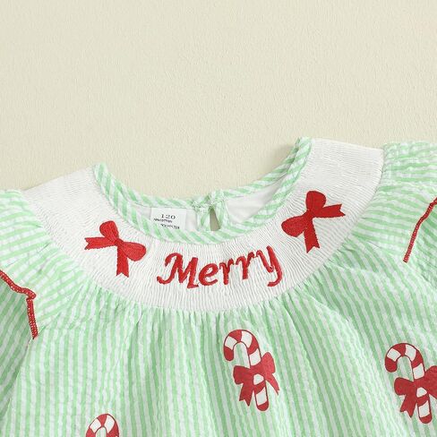 Toddler Little Baby Girl Christmas Dress Ruffle Long Sleeve Smocked Dresses Merry Christmas Outfit for Kids in Saudi Arabia