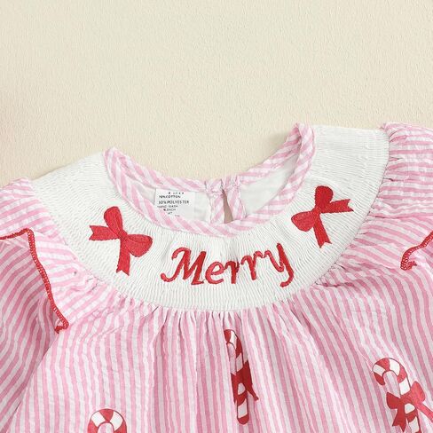 Toddler Little Baby Girl Christmas Dress Ruffle Long Sleeve Smocked Dresses Merry Christmas Outfit for Kids in Saudi Arabia