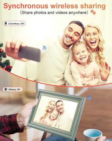 إطار صور رقمي من Frameo مقاس 10.1 بوصة مزود بتقنية WiFi مع مساحة تخزين 32 جيجابايت، وشاشة عرض شرائح تعمل باللمس بدقة 1280x800 HD IPS، وهدايا التواصل لمسافات طويلة، وتكنولوجيا المسنين (بني القيقب) in Saudi Arabia