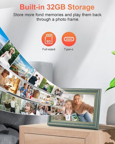 إطار صور رقمي من Frameo مقاس 10.1 بوصة مزود بتقنية WiFi مع مساحة تخزين 32 جيجابايت، وشاشة عرض شرائح تعمل باللمس بدقة 1280x800 HD IPS، وهدايا التواصل لمسافات طويلة، وتكنولوجيا المسنين (بني القيقب) in Saudi Arabia