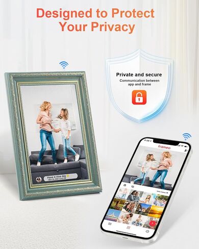 إطار صور رقمي من Frameo مقاس 10.1 بوصة مزود بتقنية WiFi مع مساحة تخزين 32 جيجابايت، وشاشة عرض شرائح تعمل باللمس بدقة 1280x800 HD IPS، وهدايا التواصل لمسافات طويلة، وتكنولوجيا المسنين (بني القيقب) in Saudi Arabia