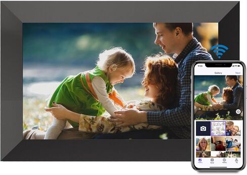 إطار صور رقمي Uhale، إطار صور رقمي واي فاي 10.1 بوصة، ذاكرة 16 جيجابايت مع دوران تلقائي، مشاركة الصور/الفيديو وإرسال أطيب التمنيات عبر التطبيق in Kuwait