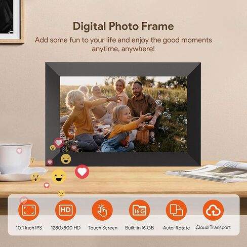 إطار صور رقمي Uhale، إطار صور رقمي واي فاي 10.1 بوصة، ذاكرة 16 جيجابايت مع دوران تلقائي، مشاركة الصور/الفيديو وإرسال أطيب التمنيات عبر التطبيق in Kuwait