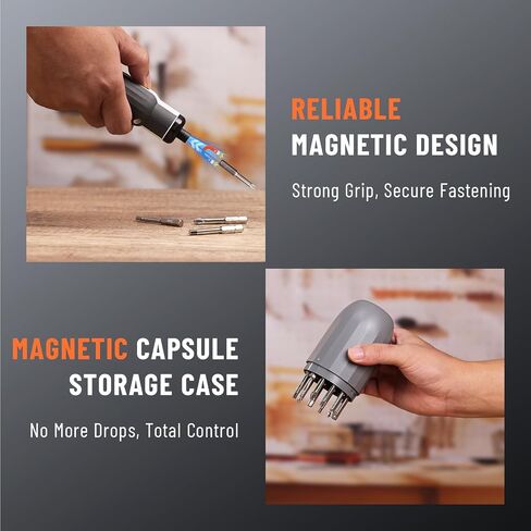 Katerk Electric Screwdriver Cordless - 4V Capsule Screwdriver with 12 Steel Bits & Magnetic Storage, 3 Torque Settings, 1500mAh & LED Light- Portable Repair Tool Kit for Furniture Assembly DIY (White) in Saudi Arabia