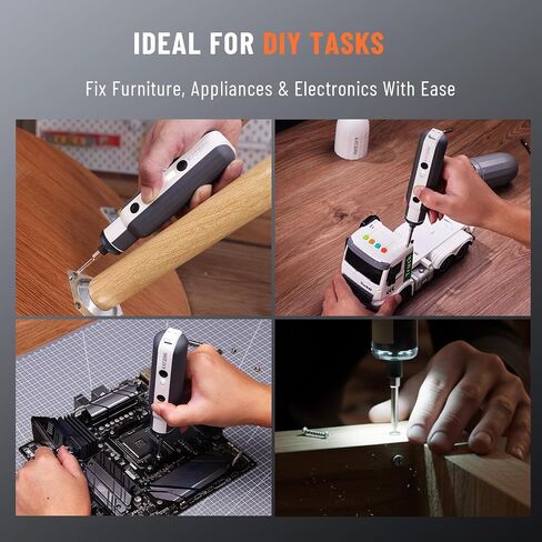 Katerk Electric Screwdriver Cordless - 4V Capsule Screwdriver with 12 Steel Bits & Magnetic Storage, 3 Torque Settings, 1500mAh & LED Light- Portable Repair Tool Kit for Furniture Assembly DIY (White) in Saudi Arabia