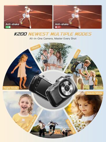 NBD 64MP Digital Cameras for Photography,4K Point and Shoot Camera,16X Zoom Compact Travel Cameras, Auto Focus Camera for Beginners Teens Kids and Lover Gift,Includes 64GB TF Card (Black) in Saudi Arabia