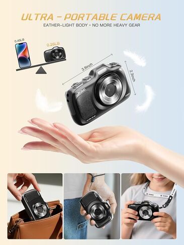 NBD 64MP Digital Cameras for Photography,4K Point and Shoot Camera,16X Zoom Compact Travel Cameras, Auto Focus Camera for Beginners Teens Kids and Lover Gift,Includes 64GB TF Card (Black) in Saudi Arabia