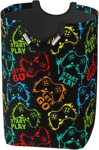 سلة تخزين سلة الغسيل بعصا التحكم في الألعاب، صندوق تنظيم الملابس للمنزل والحمام وغرفة النوم والحضانة، 52 لتر in Kuwait