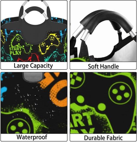 سلة تخزين سلة الغسيل بعصا التحكم في الألعاب، صندوق تنظيم الملابس للمنزل والحمام وغرفة النوم والحضانة، 52 لتر in Kuwait