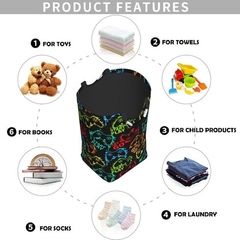 سلة تخزين سلة الغسيل بعصا التحكم في الألعاب، صندوق تنظيم الملابس للمنزل والحمام وغرفة النوم والحضانة، 52 لتر in Kuwait