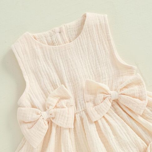 Toddler Girl Summer Outfits Solid Linen Outfit Two Bows Front Ruffle Tank Tops Shirts Shorts Cute Baby Girl Clothes in Saudi Arabia
