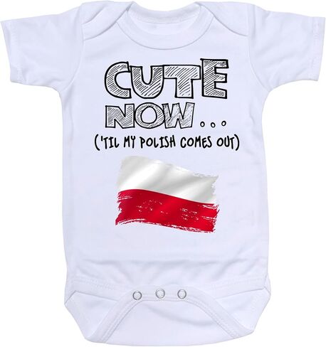 Cute Now... 'Til My Polish Comes Out Infant Baby Poland Flag Short Sleeve Bodysuit Shirt in Saudi Arabia