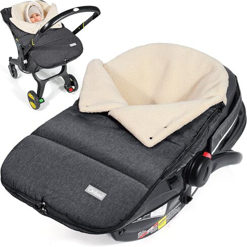 Orzbow Winter Carseat Cover for Baby | Infant Car Seat Blanket | Waterproof Car Seat Cover with Adjustable Collar, Warm and Cozy Fleece Carseat Canopy Blanket for Baby Winter Essentials, Black in Saudi Arabia