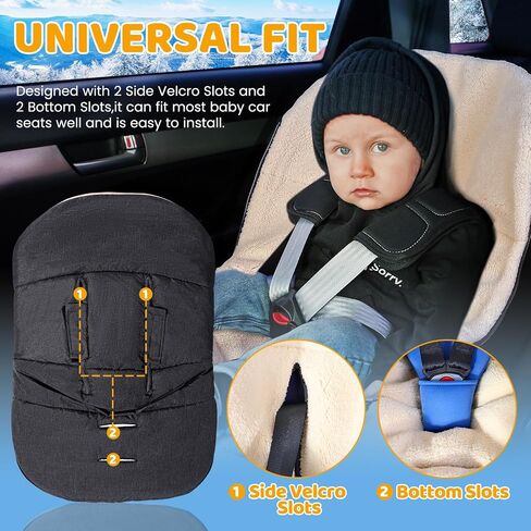 Orzbow Winter Carseat Cover for Baby | Infant Car Seat Blanket | Waterproof Car Seat Cover with Adjustable Collar, Warm and Cozy Fleece Carseat Canopy Blanket for Baby Winter Essentials, Black in Saudi Arabia