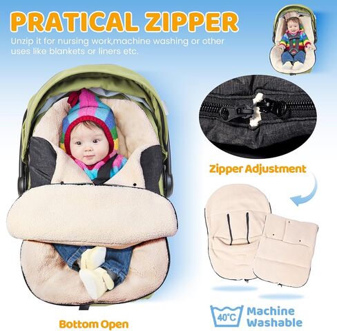 Orzbow Winter Carseat Cover for Baby | Infant Car Seat Blanket | Waterproof Car Seat Cover with Adjustable Collar, Warm and Cozy Fleece Carseat Canopy Blanket for Baby Winter Essentials, Black in Saudi Arabia