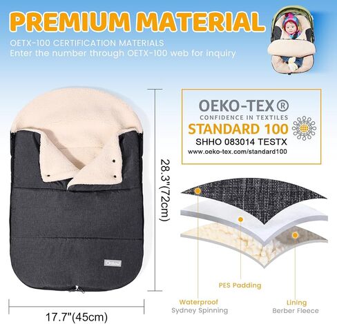 Orzbow Winter Carseat Cover for Baby | Infant Car Seat Blanket | Waterproof Car Seat Cover with Adjustable Collar, Warm and Cozy Fleece Carseat Canopy Blanket for Baby Winter Essentials, Black in Saudi Arabia