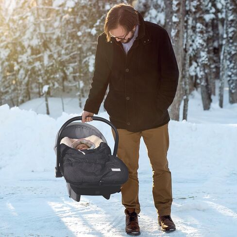 Orzbow Winter Carseat Cover for Baby | Infant Car Seat Blanket | Waterproof Car Seat Cover with Adjustable Collar, Warm and Cozy Fleece Carseat Canopy Blanket for Baby Winter Essentials, Black in Saudi Arabia