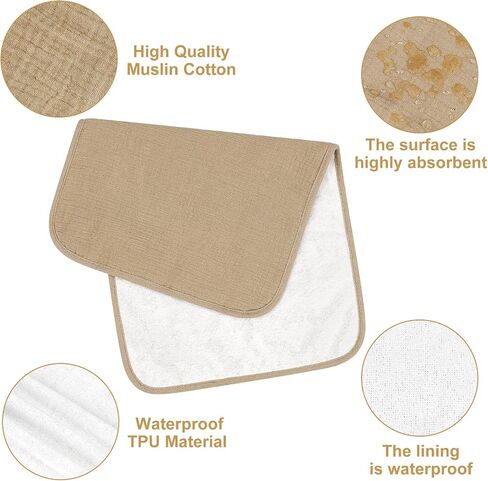 Accmor Portable Diaper Changing Pad, Muslin Cotton Foldable Baby Changing Mat for Travel, Baby Essentials Shower Registry Gifts in Saudi Arabia