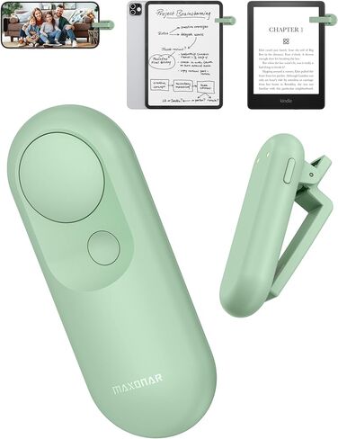أداة تقليب الصفحات عن بعد من Maxonar Magsnap لجهاز Kindle Paperwhite/Oasis & Kobo، لا تفقد الأجزاء أبدًا، بطارية 100 ساعة، اتصال RF، أداة النقر 2 في 1 تعمل مع الكمبيوتر اللوحي/iPad، هدية مثالية لمحبي الكتب (أخضر) in Kuwait