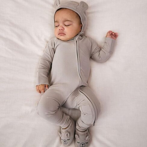 بيجامات ليتل سليبيز لحديثي الولادة، بيجامات فسكوز من الخيزران للأطفال، للأولاد والبنات من الأطفال الخدج وحديثي الولادة، بيجامة بسحاب ثنائي الاتجاه in Kuwait