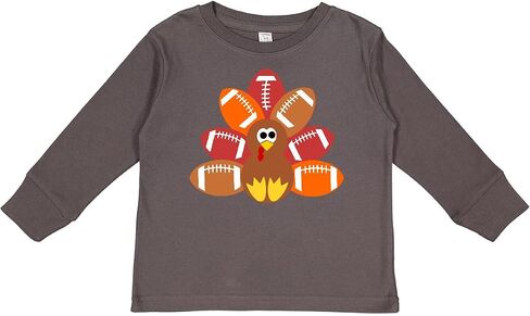 تي شيرت Inktastic Thanksgiving لطيف لكرة القدم تركيا للأطفال الصغار بأكمام طويلة in Kuwait