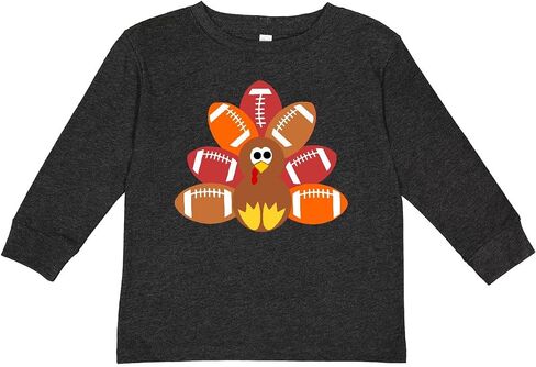تي شيرت Inktastic Thanksgiving لطيف لكرة القدم تركيا للأطفال الصغار بأكمام طويلة in Kuwait