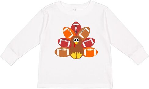 تي شيرت Inktastic Thanksgiving لطيف لكرة القدم تركيا للأطفال الصغار بأكمام طويلة in Saudi Arabia