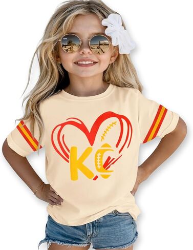 Ritatte Toddler Girls Boys Football Shirt Game Day Short Sleeve T-Shirt Kids Funny Heart Graphic Football Fans Tees Tops in Saudi Arabia