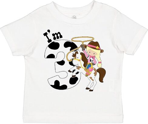 تي شيرت Inktastic I'm Three-Cowgirl Riding Horse لعيد الميلاد للأطفال الصغار in Saudi Arabia