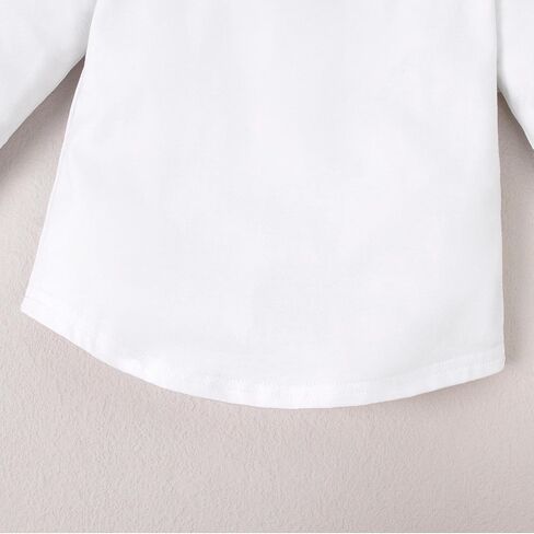 Magic Park 18M-7Y Baby Girl Long Sleeve Cotton T-Shirt Toddler Crew Neck Curve Hem Tee Kids Solid Color Blouse Casual Top in Kuwait