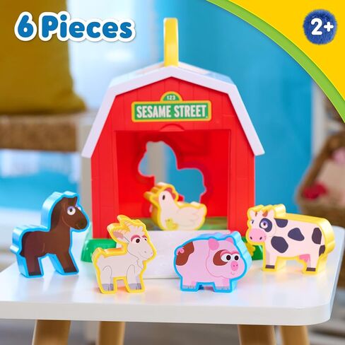 SESAME STREET Elmo's Learn & Sort Barn with Music and Sounds, 6-Pieces, Teaches Toddlers Shapes, Sounds, and Problem-Solving Skills, Toy for Girls, Boys, Kids, Ages 2 and Up by Just Play in Saudi Arabia